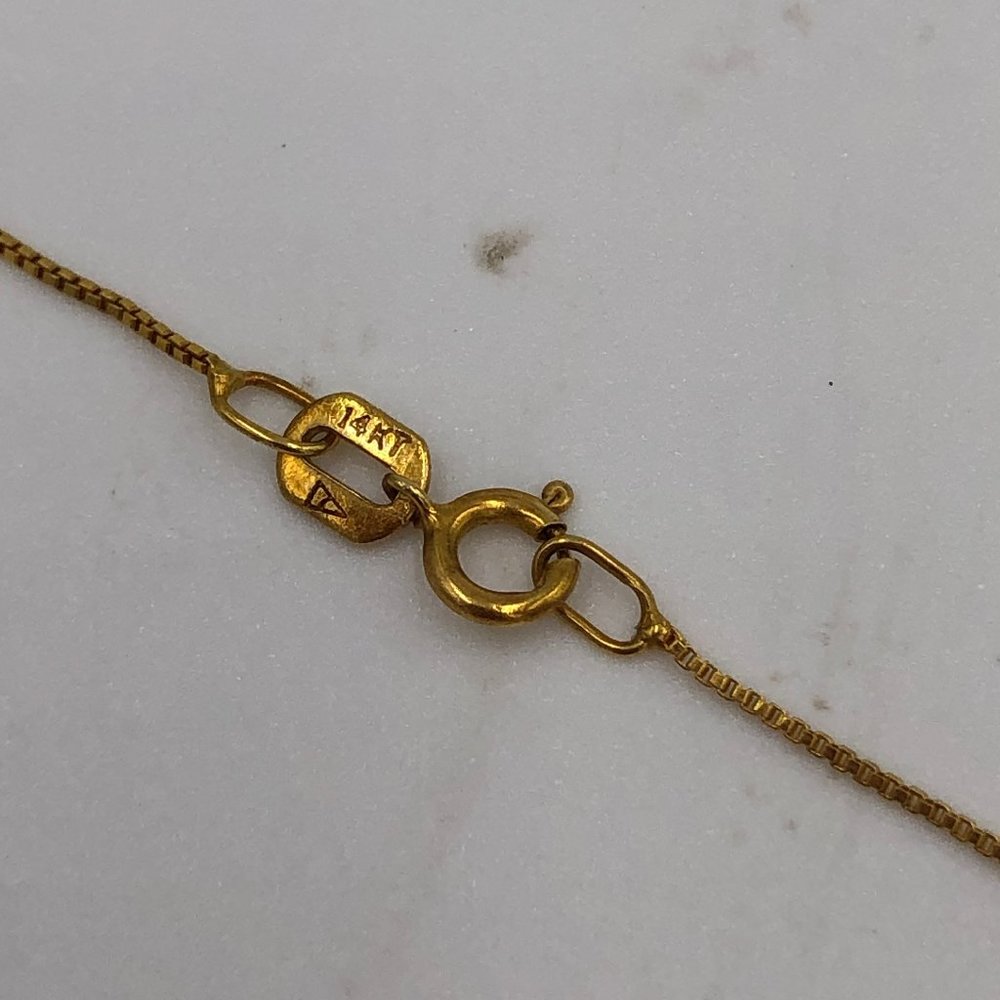 Gold Tiny Box Necklace - Picture 3 of 10
